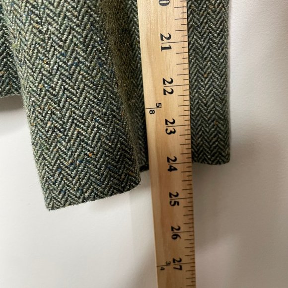 Vintage LL Bean Women's Petite XL Wool Blend Tweed Herringbone Blazer Green - Picture 14 of 14